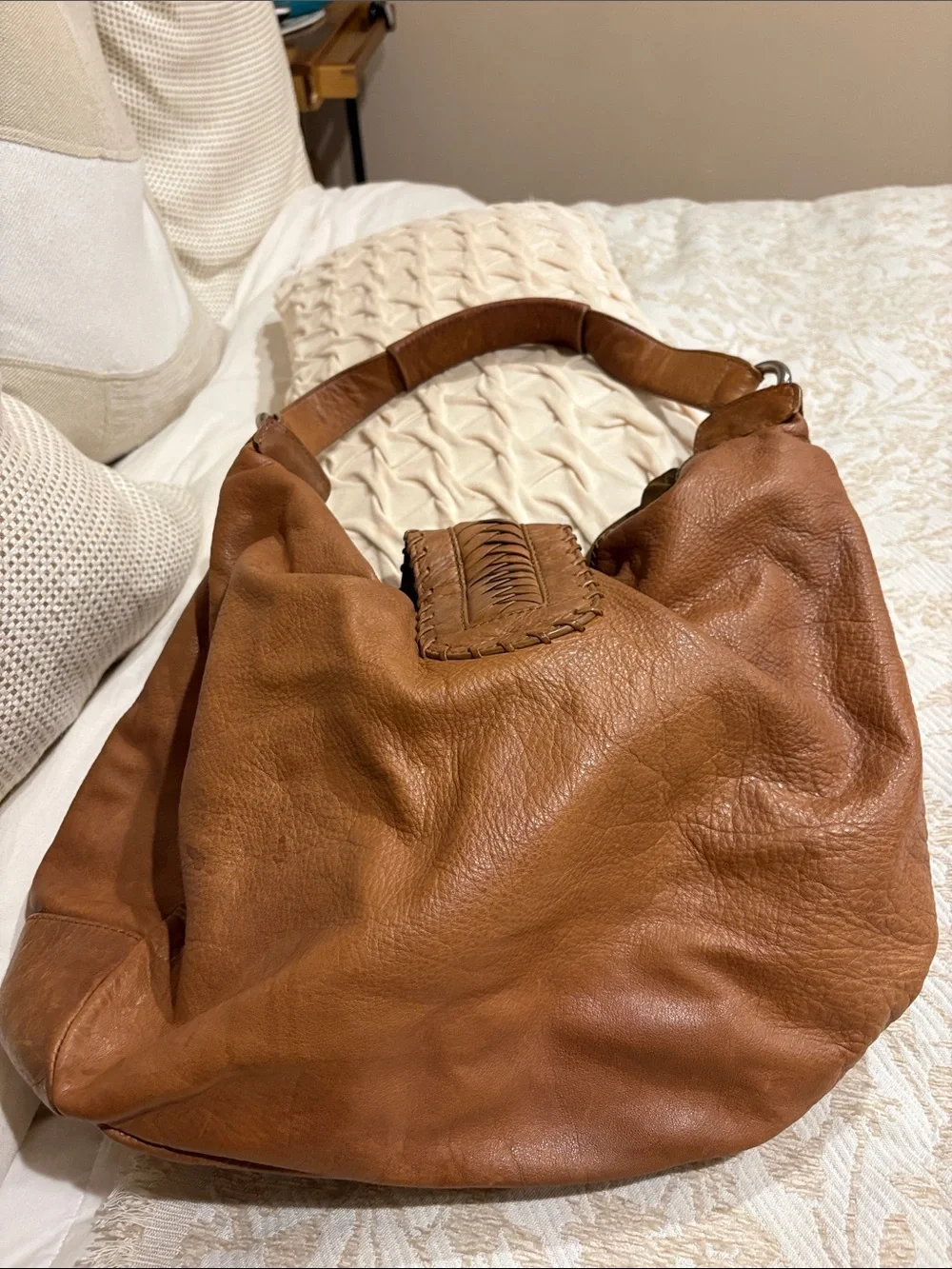 Banana Republic Tan Leather Hobo with Ring Accent